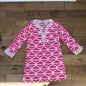 Pink and White Patterned Tunic Top